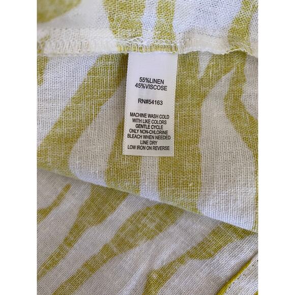 Marc New York Linen Yellow Zebra Print Button-down Crop Top Shirt Large - Picture 6 of 7